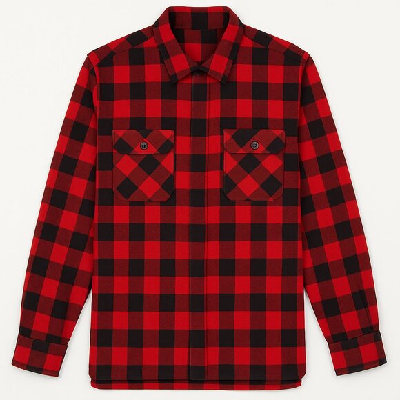 Vintage Girbaud Flannel Shacket Red Black Buffalo Plaid Zip USA Made Men M - Picture 4 of 9